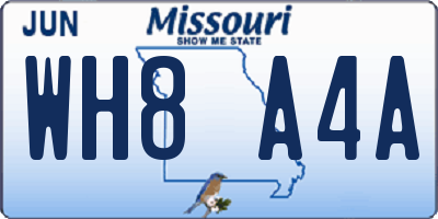 MO license plate WH8A4A