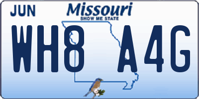 MO license plate WH8A4G