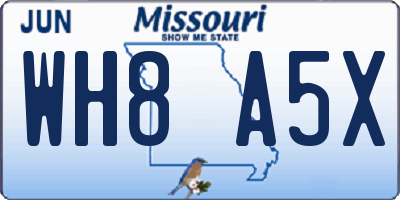 MO license plate WH8A5X