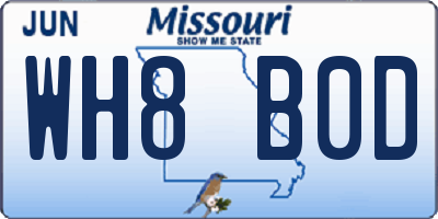 MO license plate WH8B0D