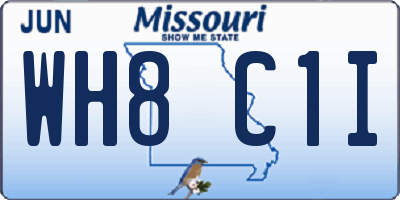 MO license plate WH8C1I
