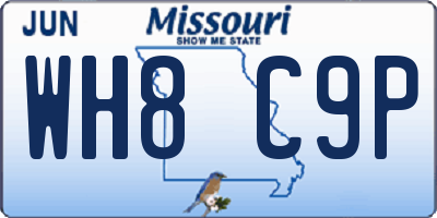 MO license plate WH8C9P