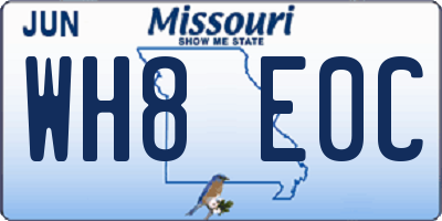 MO license plate WH8E0C