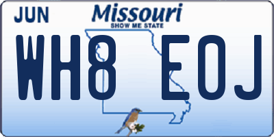 MO license plate WH8E0J