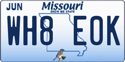 MO license plate WH8E0K