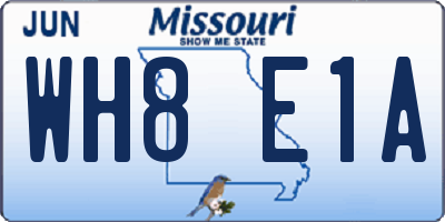 MO license plate WH8E1A