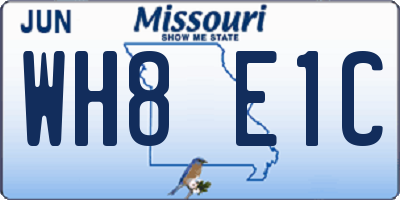 MO license plate WH8E1C