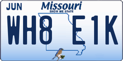 MO license plate WH8E1K