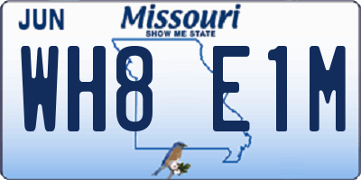 MO license plate WH8E1M