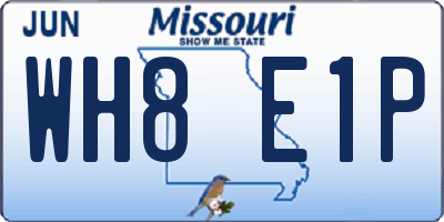 MO license plate WH8E1P
