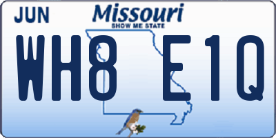 MO license plate WH8E1Q
