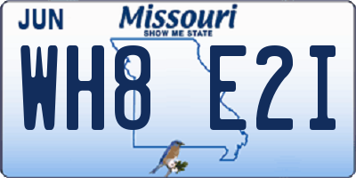 MO license plate WH8E2I