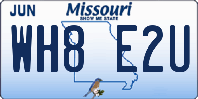 MO license plate WH8E2U