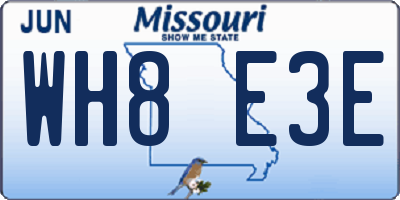MO license plate WH8E3E