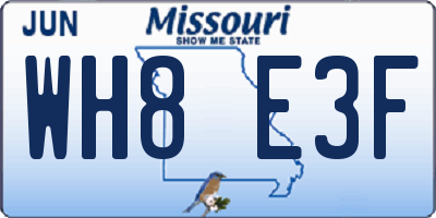 MO license plate WH8E3F