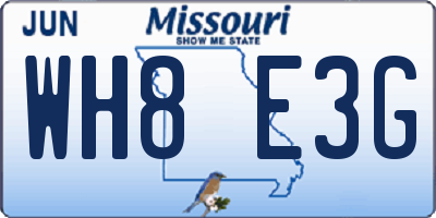 MO license plate WH8E3G