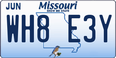 MO license plate WH8E3Y