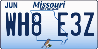 MO license plate WH8E3Z