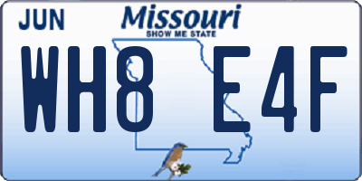 MO license plate WH8E4F