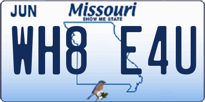 MO license plate WH8E4U