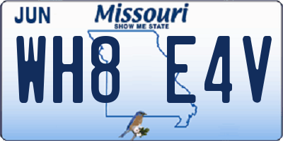 MO license plate WH8E4V