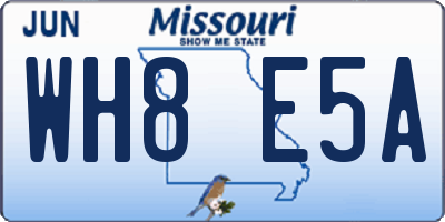 MO license plate WH8E5A