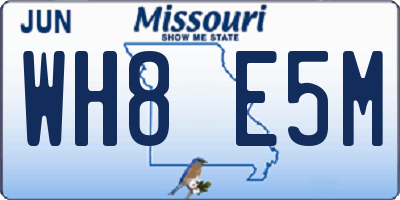 MO license plate WH8E5M