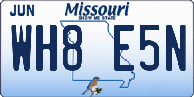 MO license plate WH8E5N