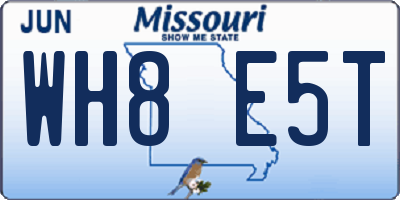 MO license plate WH8E5T