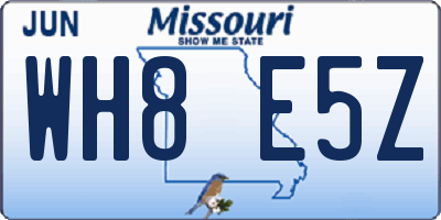 MO license plate WH8E5Z