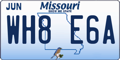 MO license plate WH8E6A