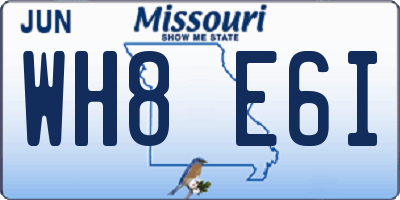 MO license plate WH8E6I