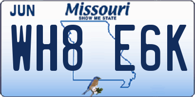 MO license plate WH8E6K