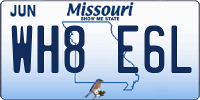 MO license plate WH8E6L