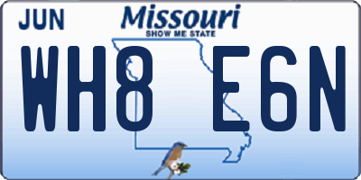 MO license plate WH8E6N