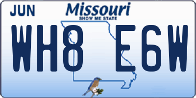 MO license plate WH8E6W