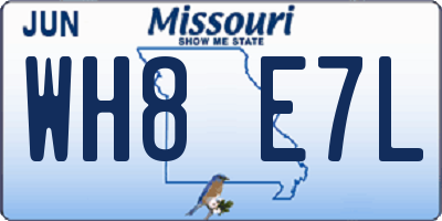 MO license plate WH8E7L