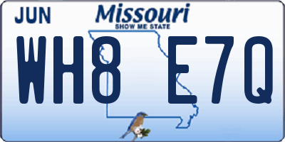 MO license plate WH8E7Q