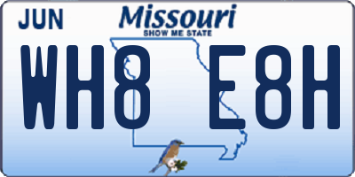 MO license plate WH8E8H