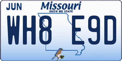 MO license plate WH8E9D