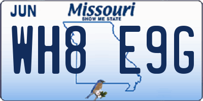 MO license plate WH8E9G