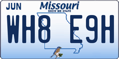 MO license plate WH8E9H