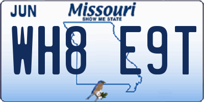 MO license plate WH8E9T