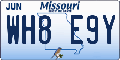 MO license plate WH8E9Y