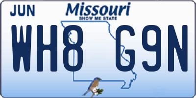 MO license plate WH8G9N