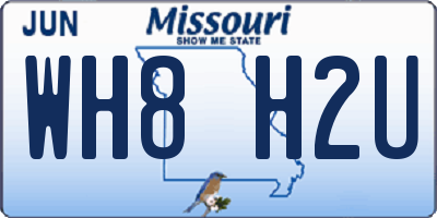 MO license plate WH8H2U