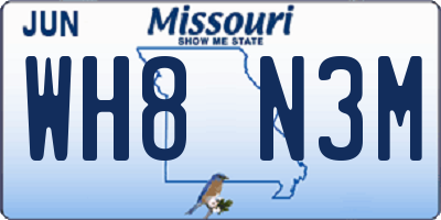 MO license plate WH8N3M