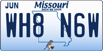 MO license plate WH8N6W