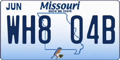 MO license plate WH8O4B