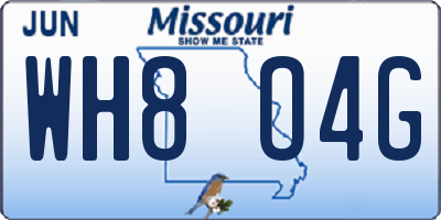 MO license plate WH8O4G